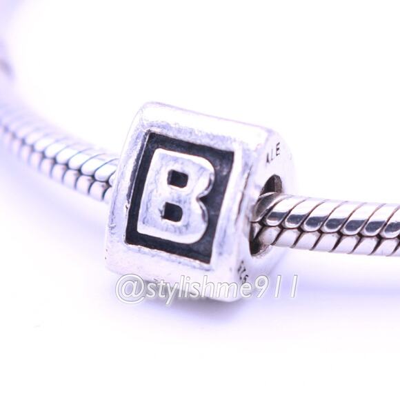 Authentic PANDORA Silver Letter B Charm Bead - 790323B - Picture 2 of 9